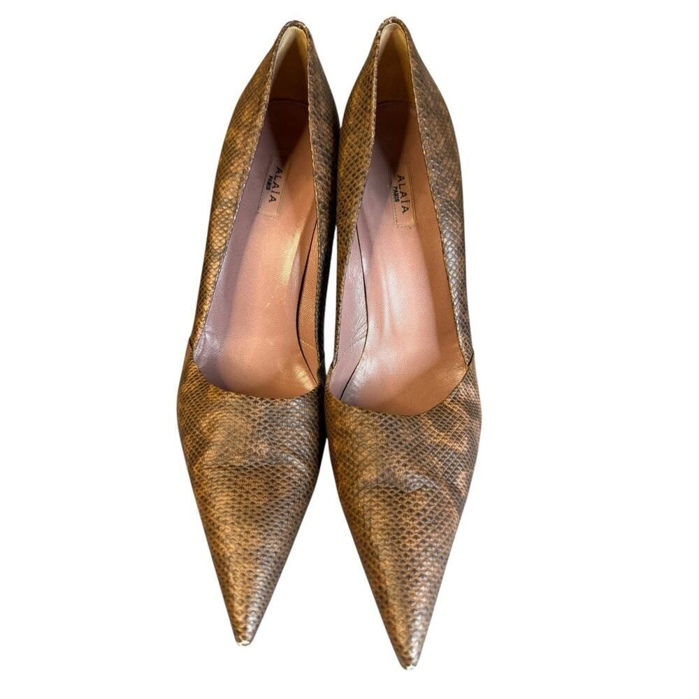Alaa Python Embossed Leather Pointed Toe Stiletto… - image 4